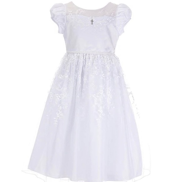 Bonnie Jean Other - NWT little girls white dress with cross